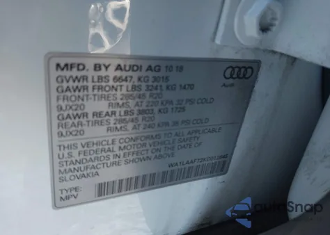 2019 Audi Q7 55 Premium/55 Se Premium z USA, uszkodzony, nr VIN WA1LAAF72KD012645